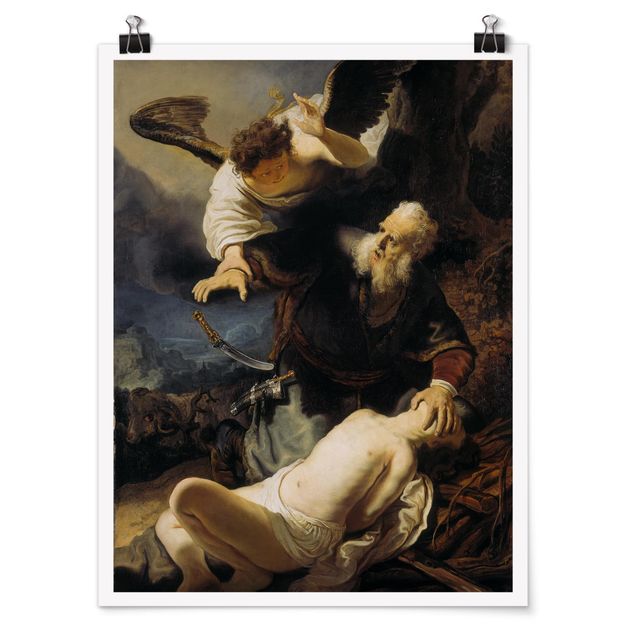 Quadros barrocos Rembrandt van Rijn - The Angel prevents the Sacrifice of Isaac