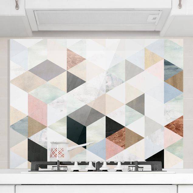decoraçoes cozinha Watercolor Mosaic With Triangles I