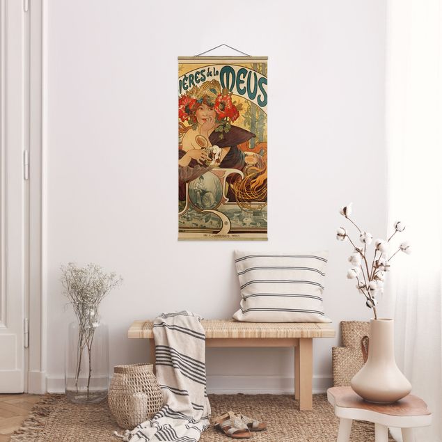 Quadros papoilas Alfons Mucha - Poster For La Meuse Beer