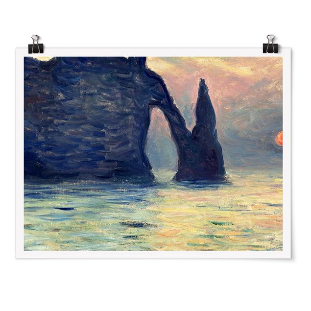 Quadros paisagens Claude Monet - The Cliff, Étretat, Sunset
