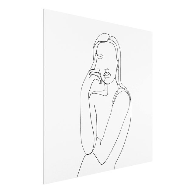 Quadros por movimento artístico Line Art Pensive Woman Black And White