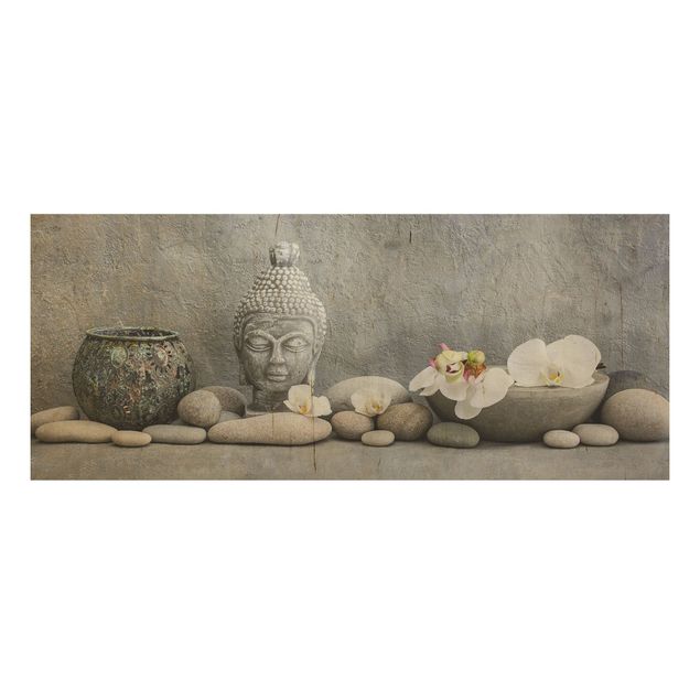 Quadros de Andrea Haase Zen Buddha With White Orchids