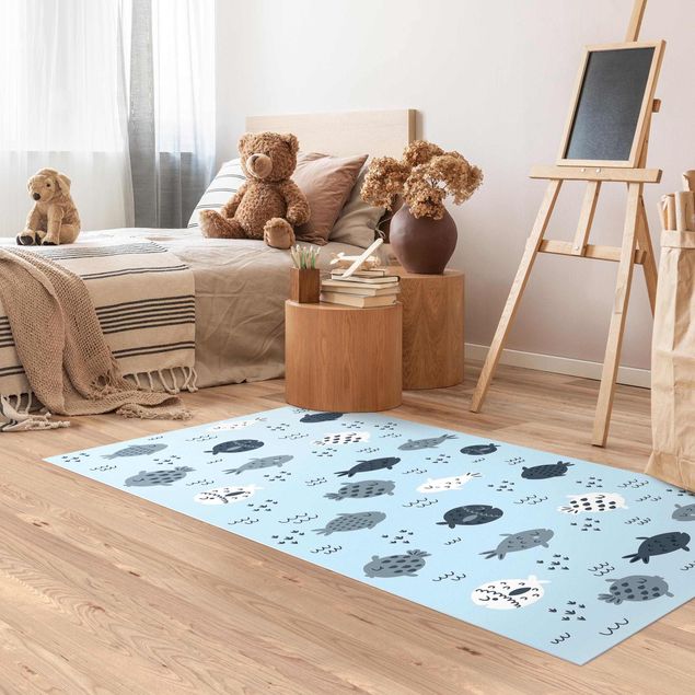 decoração para quartos infantis Scandinavian Fish In Pastel Blue