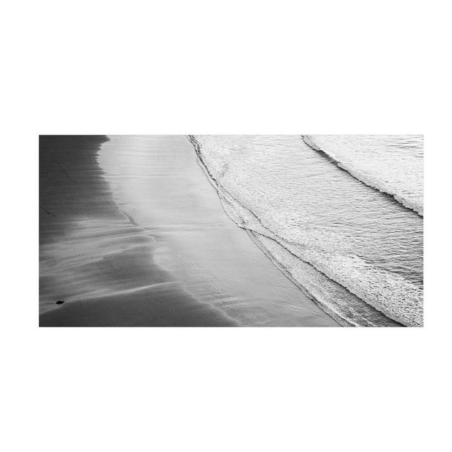 tapete branco preto Soft Waves On The Beach Black And White