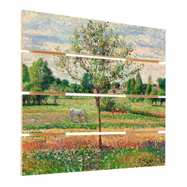 Quadros movimento artístico Pós-impressionismo Camille Pissarro - Meadow with Grey Horse, Eragny