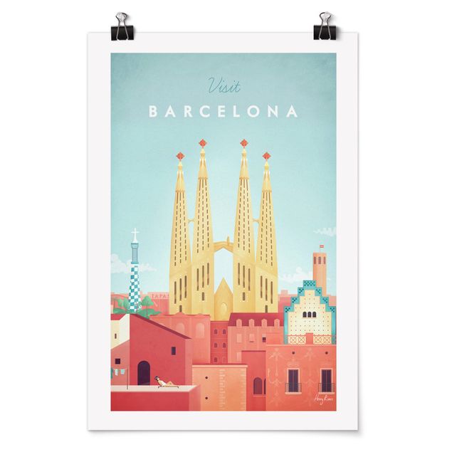 Posters quadros famosos Travel Poster - Barcelona