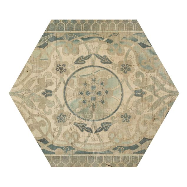 Quadros hexagonais Wood Panels Persian Vintage I