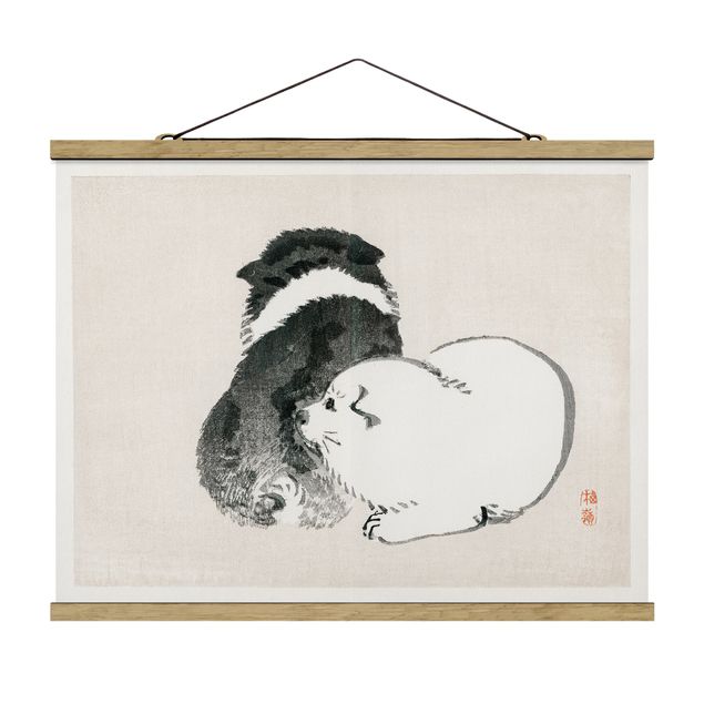 Quadros vintage Asian Vintage Drawing Black And White Pooch