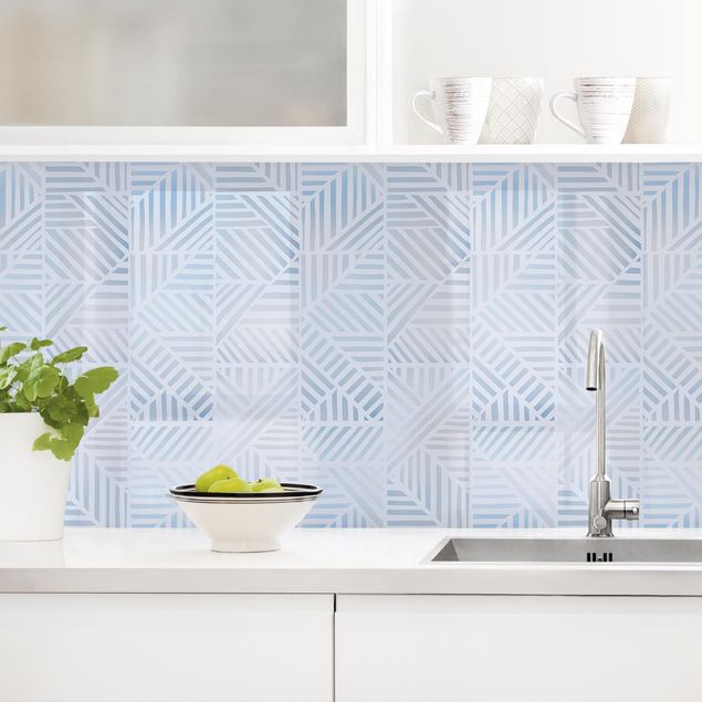 decoraçao para parede de cozinha Line Pattern Colour Gradient In Blue