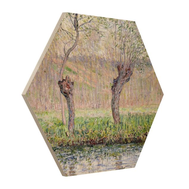 Quadros em madeira paisagens Claude Monet - Willow Trees Spring