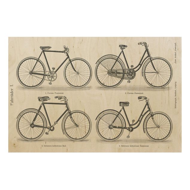 Quadros em madeira vintage Vintage Poster Bicycles