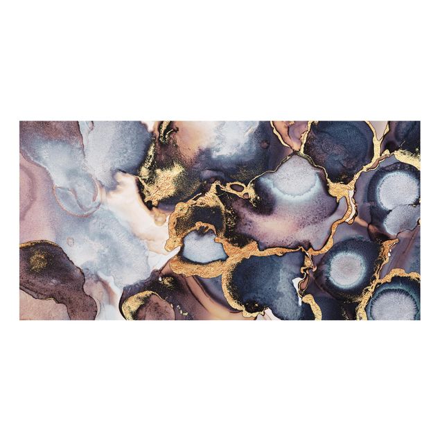 painéis antisalpicos Marble Watercolor With Gold