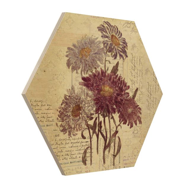Quadros em madeira vintage Vintage Flowers With Handwriting