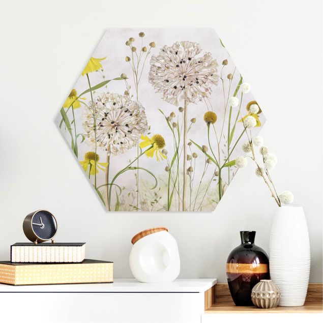 decoraçao para parede de cozinha Allium And Helenium Illustration
