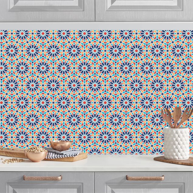 decoraçao para parede de cozinha Oriental Patterns With Colourful Stars