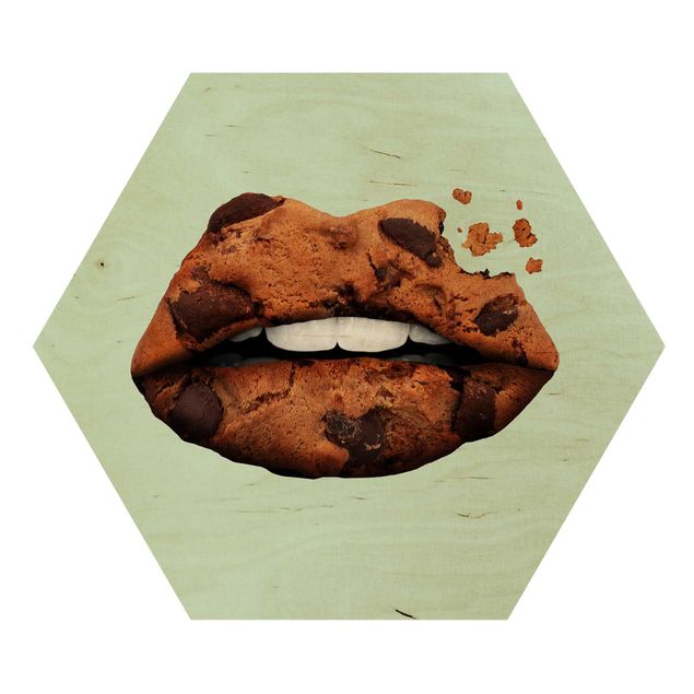 Quadros hexagonais Lips With Biscuit