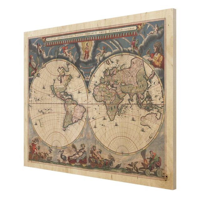 quadros para parede Historic World Map Nova Et Accuratissima Of 1664