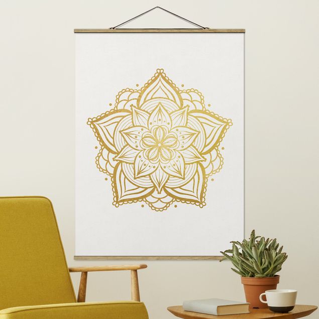 decoraçao para parede de cozinha Mandala Flower Sun Illustration Set Gold