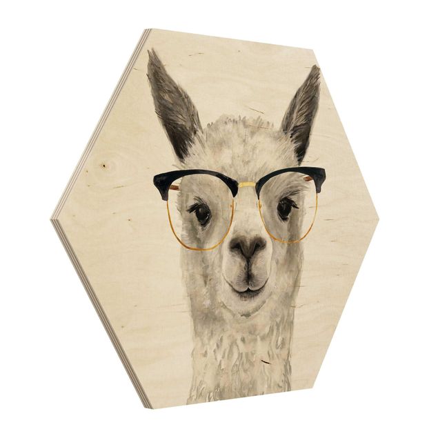 Quadros em madeira Hip Lama With Glasses I