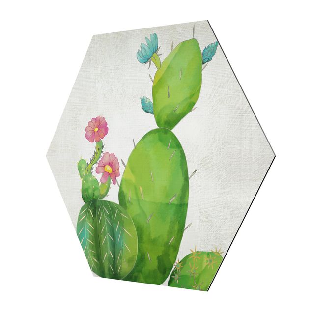 quadros para parede Cactus Family In Pink And Turquoise