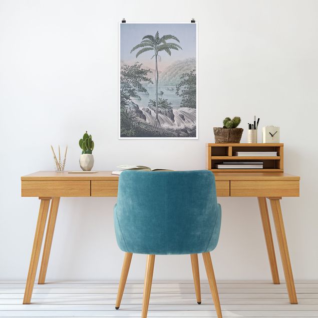Posters quadros famosos Vintage Illustration - Landscape With Palm Tree