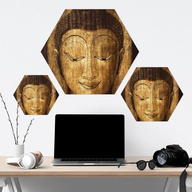 Quadros hexagonais Smiling Buddha