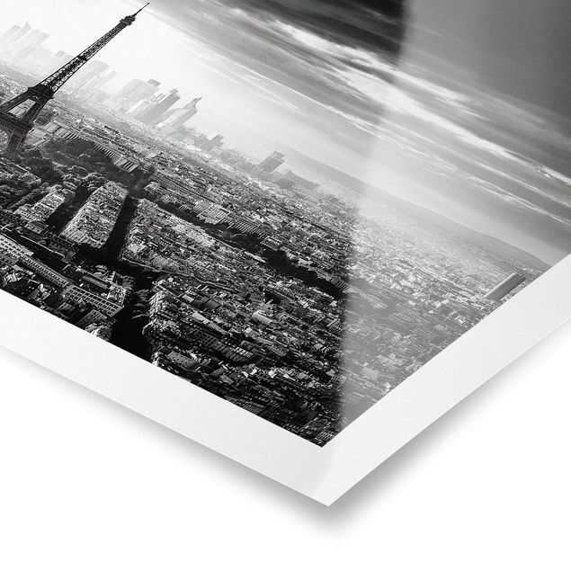 quadros em preto e branco The Eiffel Tower From Above Black And White