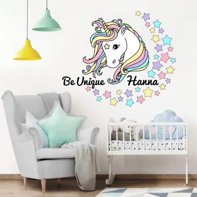 decoração quarto bebé Unicorn Illustration Pastel Stars