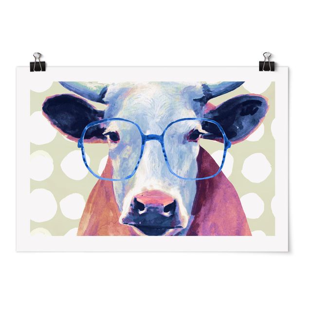 quadro animais quarto bebé Animals With Glasses - Cow