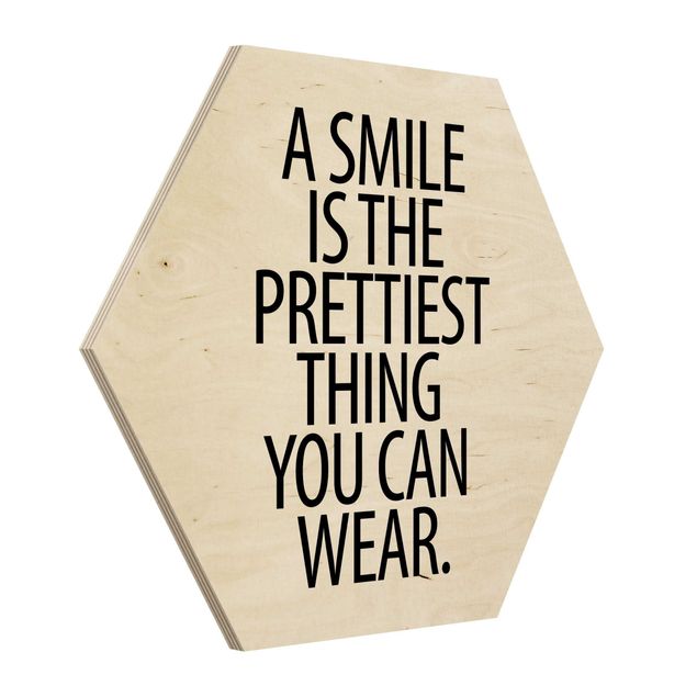 quadros em madeira para decoração A Smile Is The Prettiest Thing Sans Serif