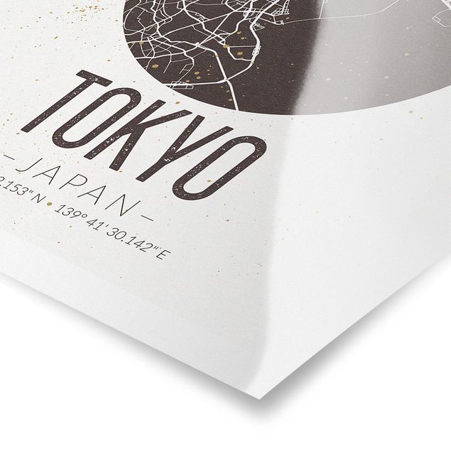 Posters cidades e paisagens urbanas Tokyo City Map - Retro