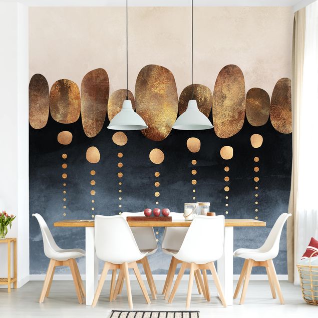 decoraçao para parede de cozinha Abstract Golden Stones