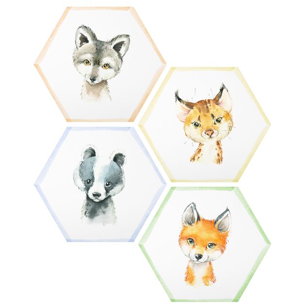 Quadros forex Watercolour Forest Animals Set IV