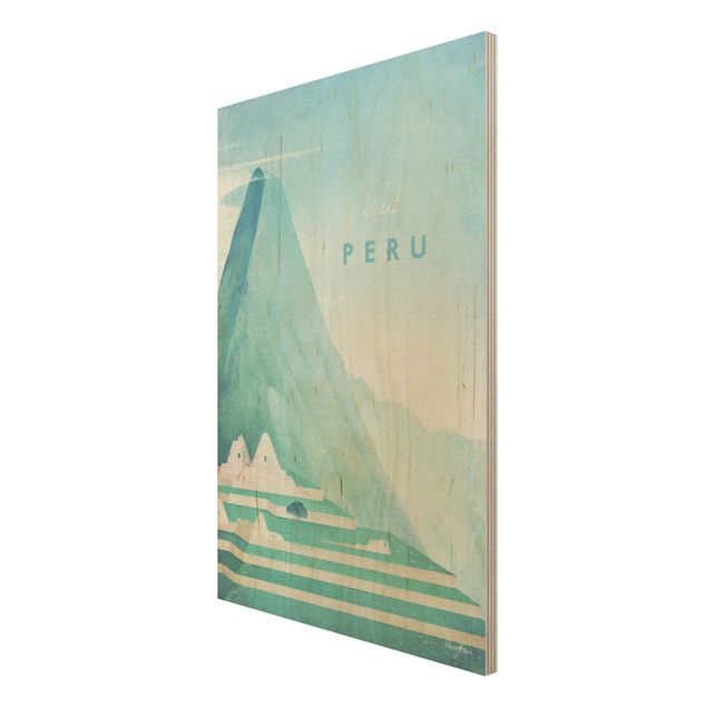 Quadros em madeira vintage Travel Poster - Peru