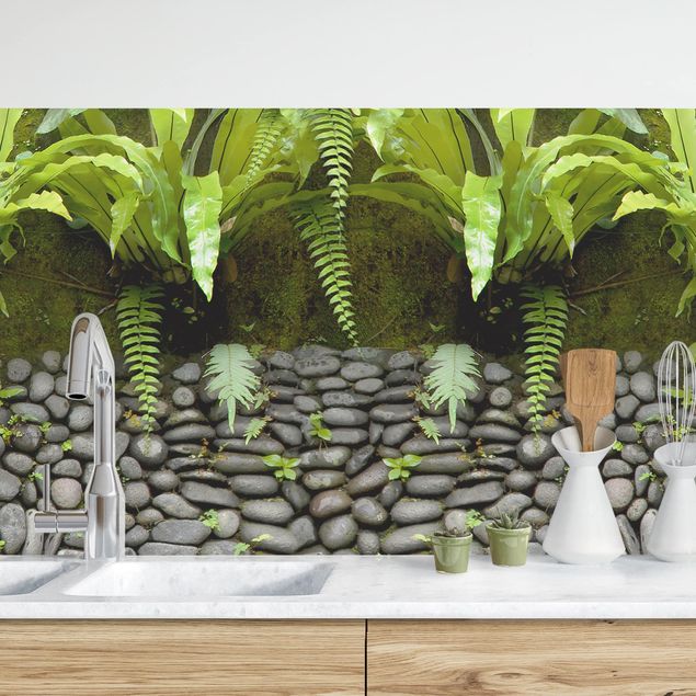 decoraçao cozinha Stone Wall With Plants