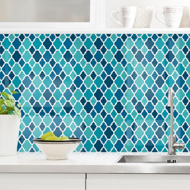 decoraçao para parede de cozinha Oriental Patterns With Turquoise Ornaments