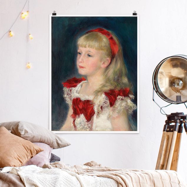 decoraçoes cozinha Auguste Renoir - Mademoiselle Grimprel with red Ribbon