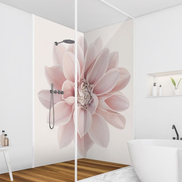 Revestimento de parede para duche Dahlia Flower Pastel White Pink