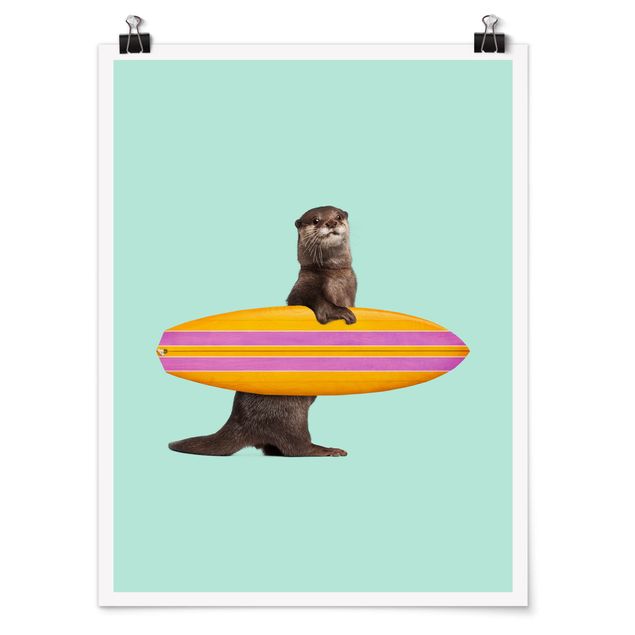 Posters animais Otter With Surfboard