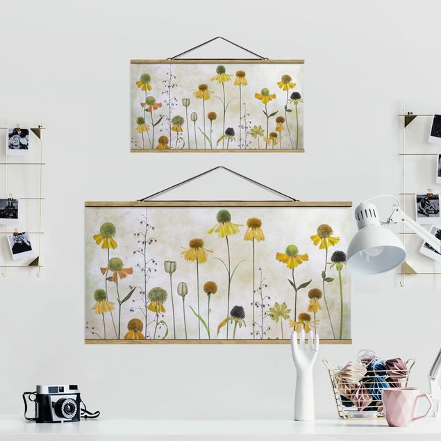quadro de tecido para parede Delicate Helenium Flowers