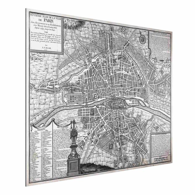 decoraçao para parede de cozinha Vintage Map City Of Paris Around 1600