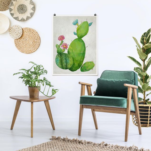 Posters flores Cactus Family In Pink And Turquoise