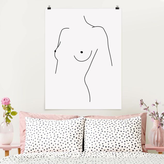 Quadros por movimento artístico Line Art Nude Bust Woman Black And White
