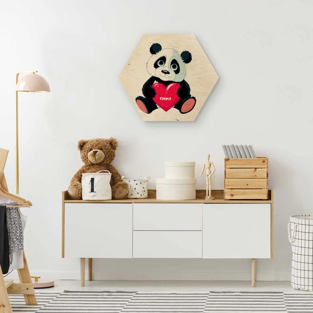 Quadros em madeira frases Panda With Heart