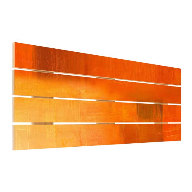 Quadros em madeira Composition In Orange And Brown 03