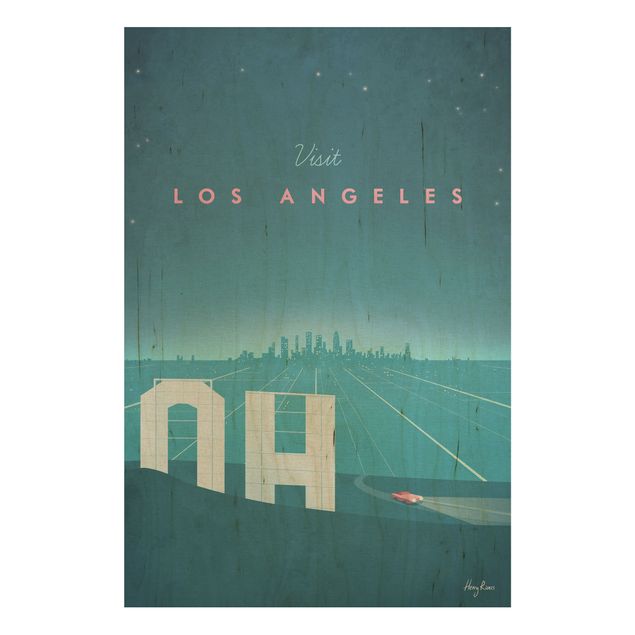 Quadros em madeira vintage Travel Poster - Los Angeles