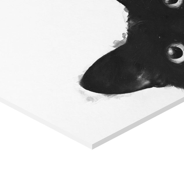 Quadros de Laura Graves Art Illustration Black Cat On White Painting