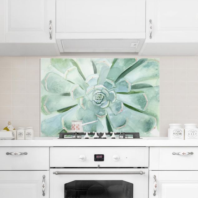 Painel anti-salpicos de cozinha flores Succulent Watercolor Bright