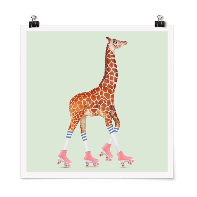 Quadros girafas Giraffe With Roller Skates