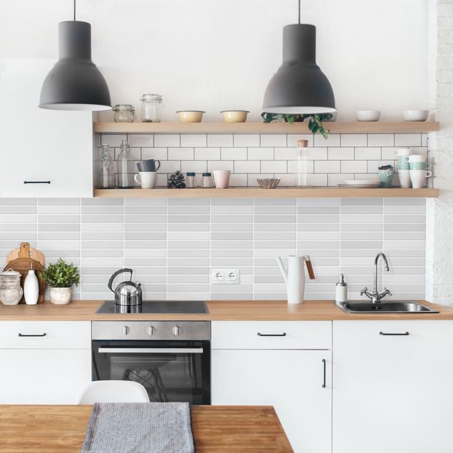 Backsplash de cozinha imitação azulejos Metro Tiles - Light grey